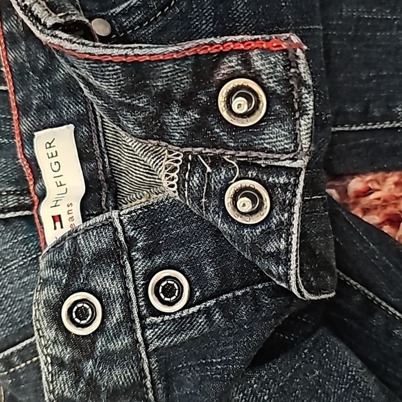 Tommy Hilfiger Snap Button Fly High Waist Wide Leg Bootcut Blue Jeans Size 12 - Picture 3 of 10